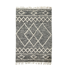 Tapis berbère bleu en coton motifs géométiques 120x180cm - MARA