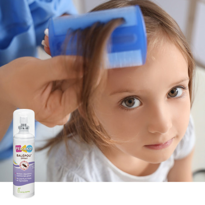 PEDIAKID - Balépou Spray - Action Répulsive contre les Poux - Huiles Essentielles BIO - Spray de 100ml - Lot de 3 produits
