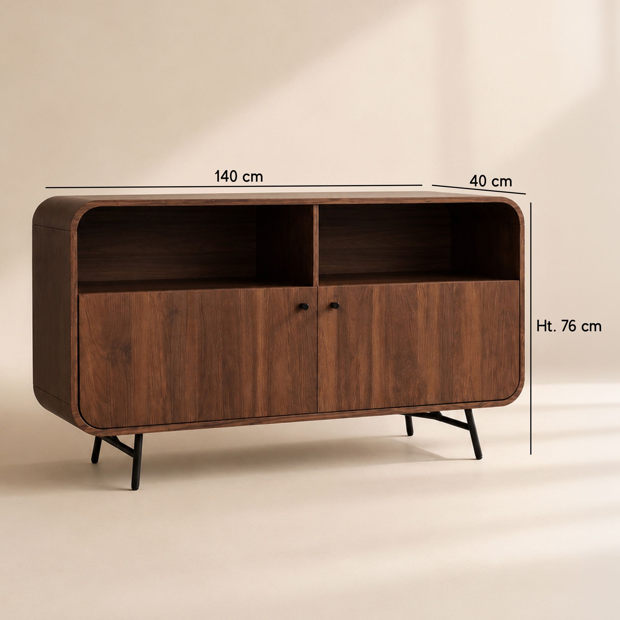 Bahut 2 portes effet bois marron OREE