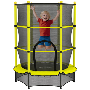 Cama Elástica Infantil Ø140 cm, Trampolín para Niños de 3-10 Años con Red de Seguridad y Marco de Acero, Carga 50 kg, para Interior y Exterior, Amarillo