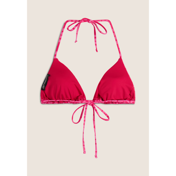 Top bikini a triangolo con logo all over