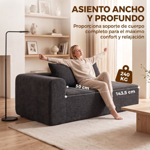HOMCOM Sofá de 2 Plazas de Chenilla, Sofá de Salón, 2 Almohadas, Asiento con Muelles, No Requiere Montaje, para Dormitorio, Despacho, 171,5x91,5x83 cm, Gris Oscuro