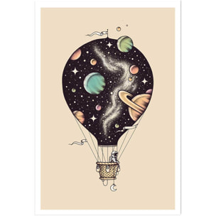 Affiche enfant montgolfiere en cosmos  Affiche seule