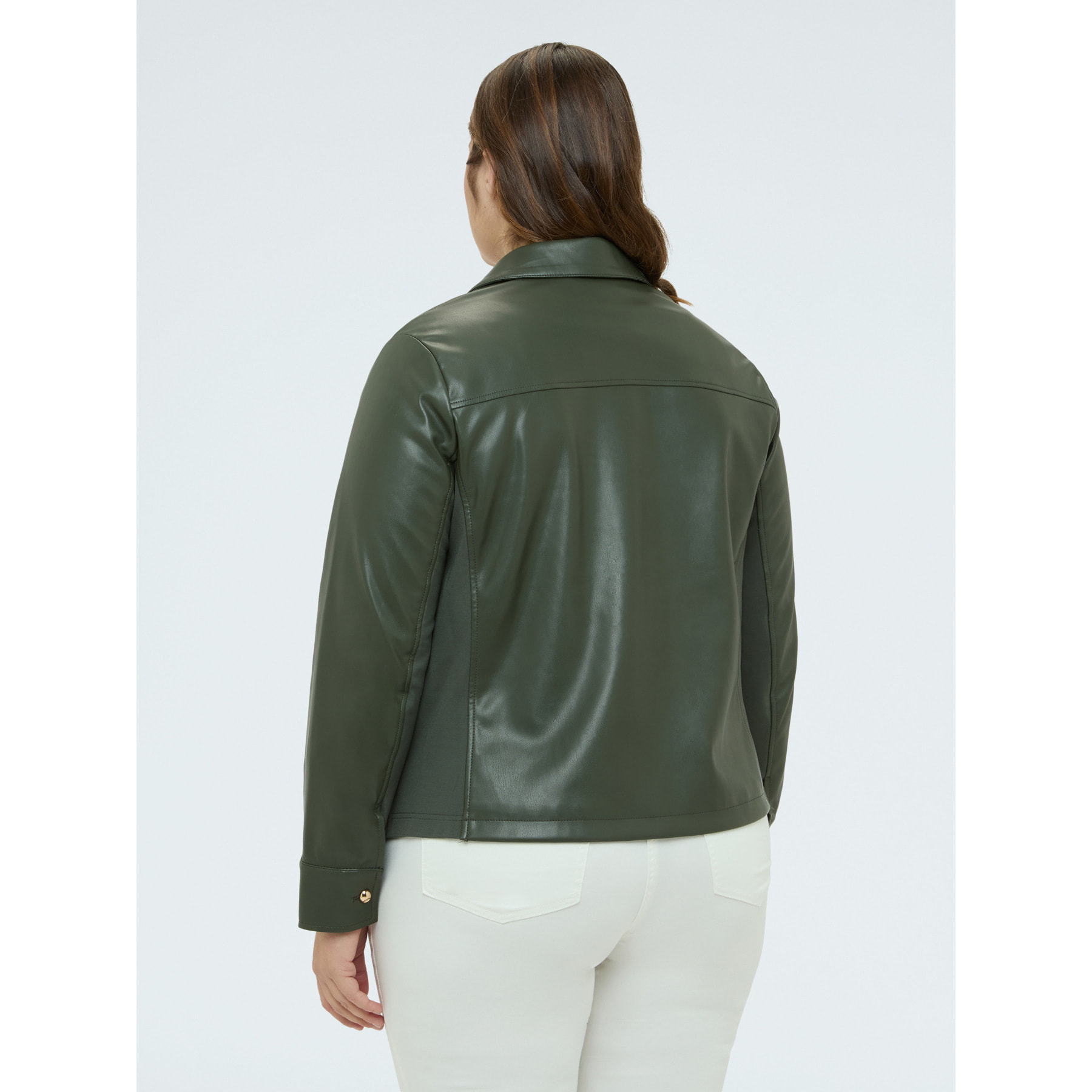 Fiorella Rubino - Giacca biker con inserto intrecciato - Verde militare