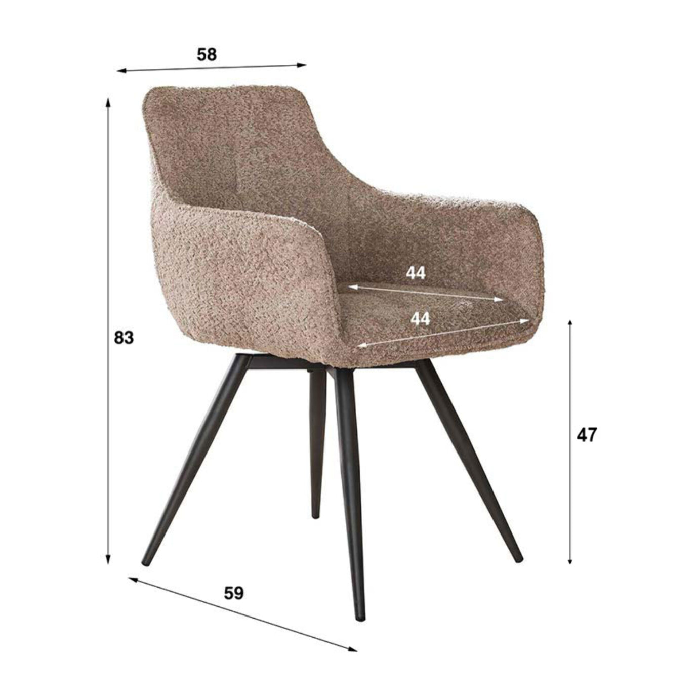 Boha - lot de 2 fauteuils pivotants - en tissu bouclette sable - Sable