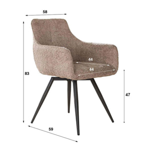 Boha - lot de 2 fauteuils pivotants - en tissu bouclette sable - Sable