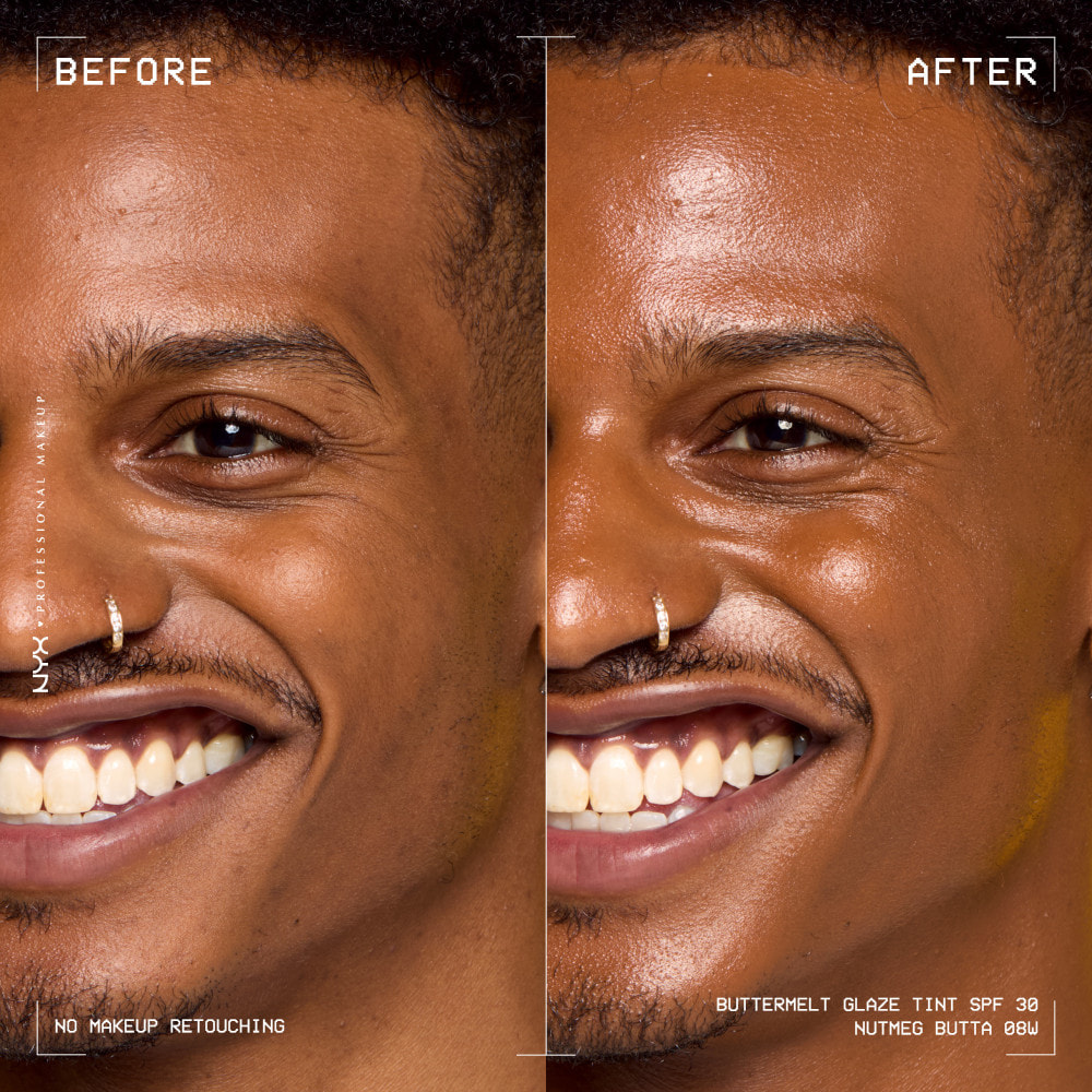 NYX Professional Makeup Buttermelt Glaze Tint, Fond de teint SPF30 jusqu'à 12h de tenue, Nutmeg Butta