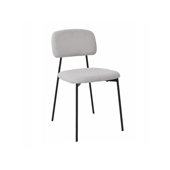 Chaise de repas en tissu doux avec 4 pieds en métal noir - MIRA