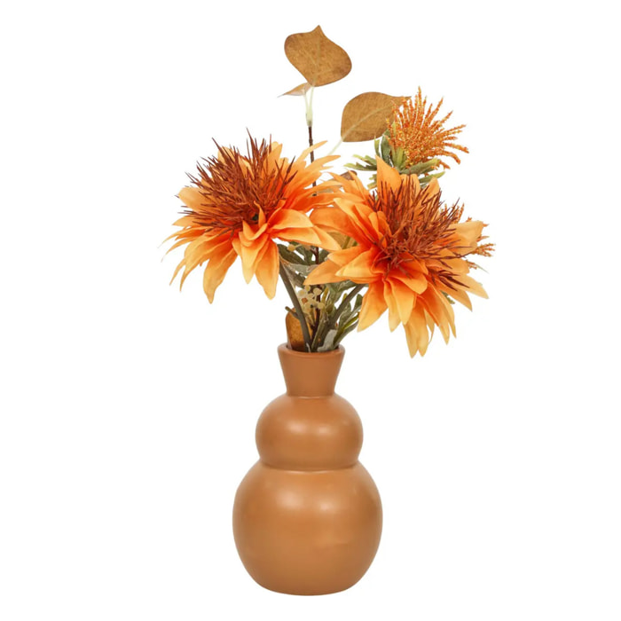 Composition florale Penny H.32cm orange