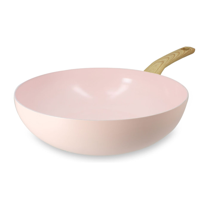 Wok en revêtement céramique 28cm rose - tous feux COLORAMA