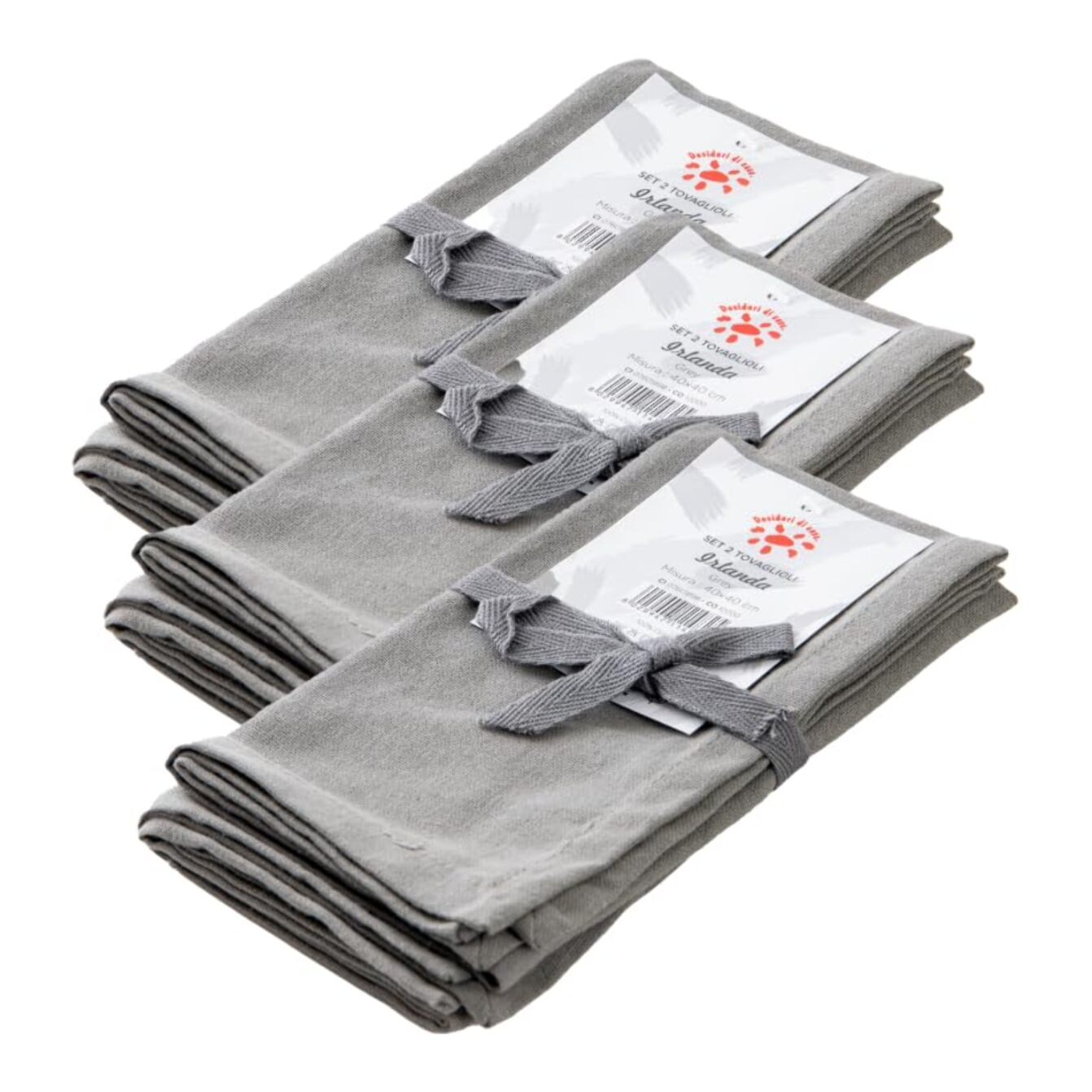 Intrecci – Set 6 tovaglioli in puro cotone 40x40 cm