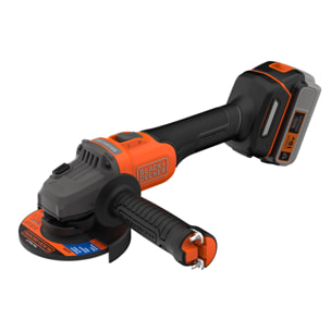 Meuleuse BRUSHLESS 18V - 7600 trs/min, 115 mm, 1 batterie 4Ah, 1 chargeur 1A, 3 disques, 1 sac de transport