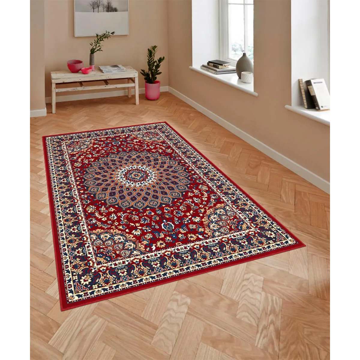 Tappeto Soggiorno Salotto Stile Persiano Rosso