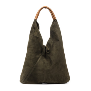 Agnana Borsa Shopper Donna. Vera Pelle Scamosciata e Dollaro.