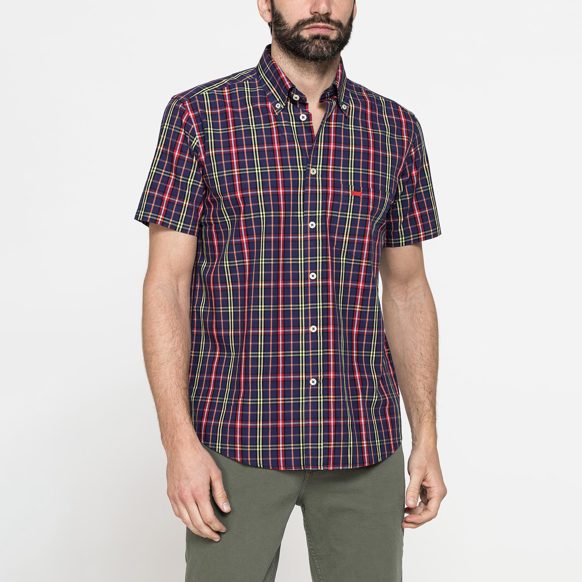 CAMICIA A MANICA CORTA IN COTONE CON FANTASIA