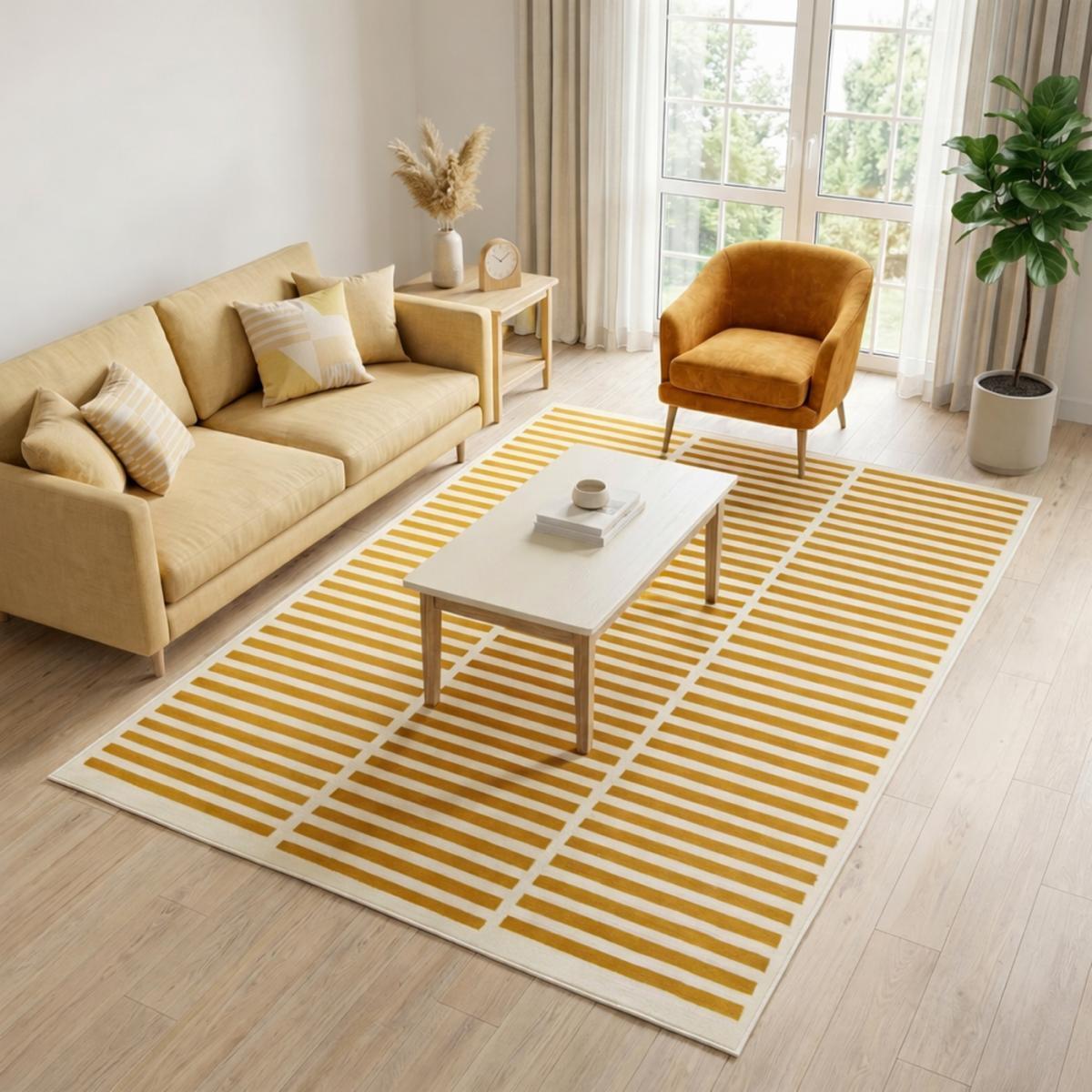 Tapis tissé rayures horizontales, Motif graphique épuré, RANI