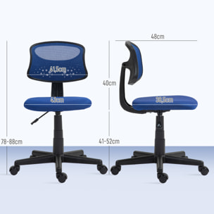 Silla de Oficina sin Brazos Silla de Escritorio Giratoria con Respaldo de Malla Transpirable Altura Ajustable Silla de Despacho Carga 120 kg Azul