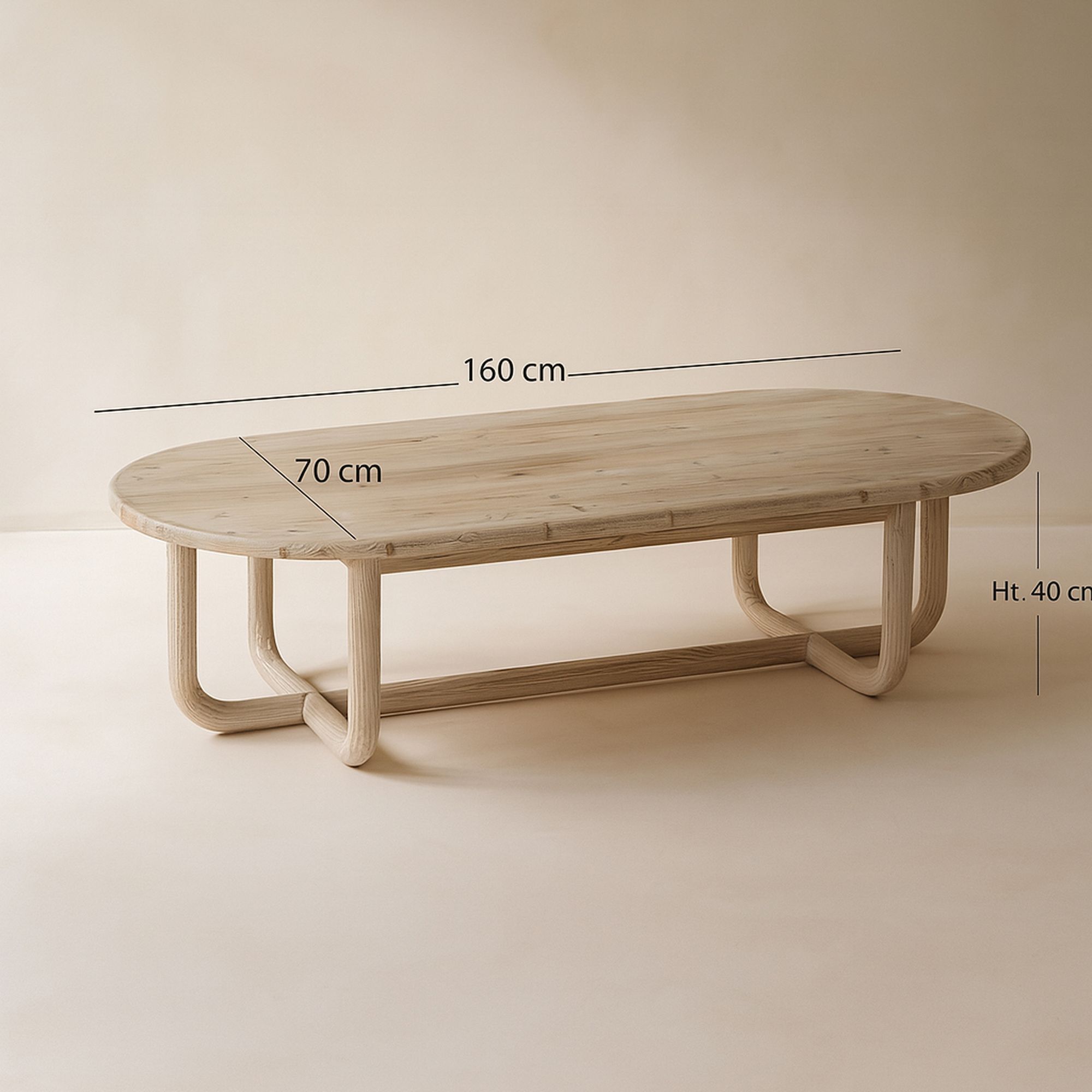 Table basse en pin recyclé KRISTEN