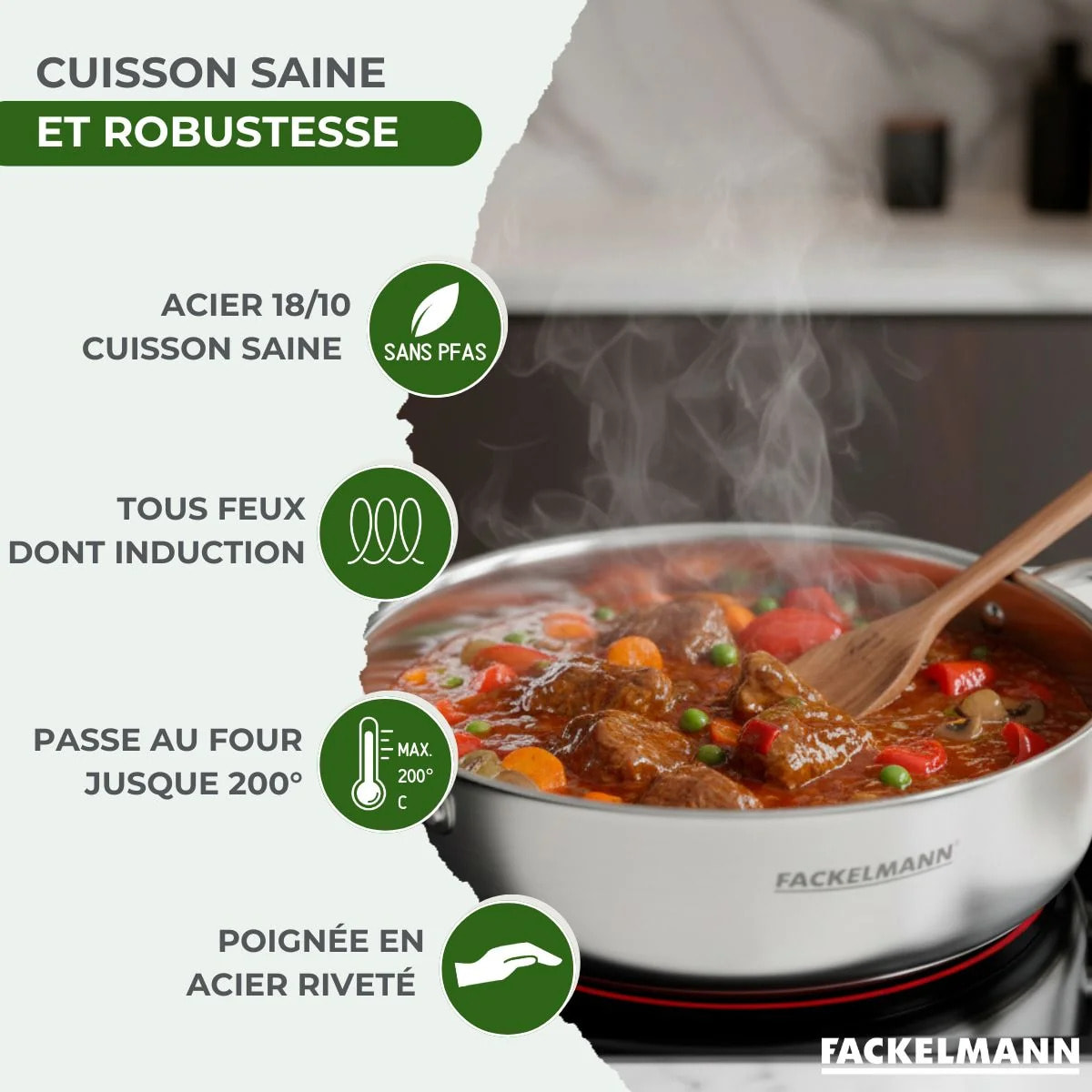 Sauteuse en inox 18/10 Triply Fackelmann Vita3