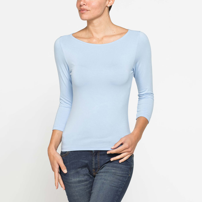 T-SHIRT IN VISCOSA STRETCH CON MANICA A 3/4
