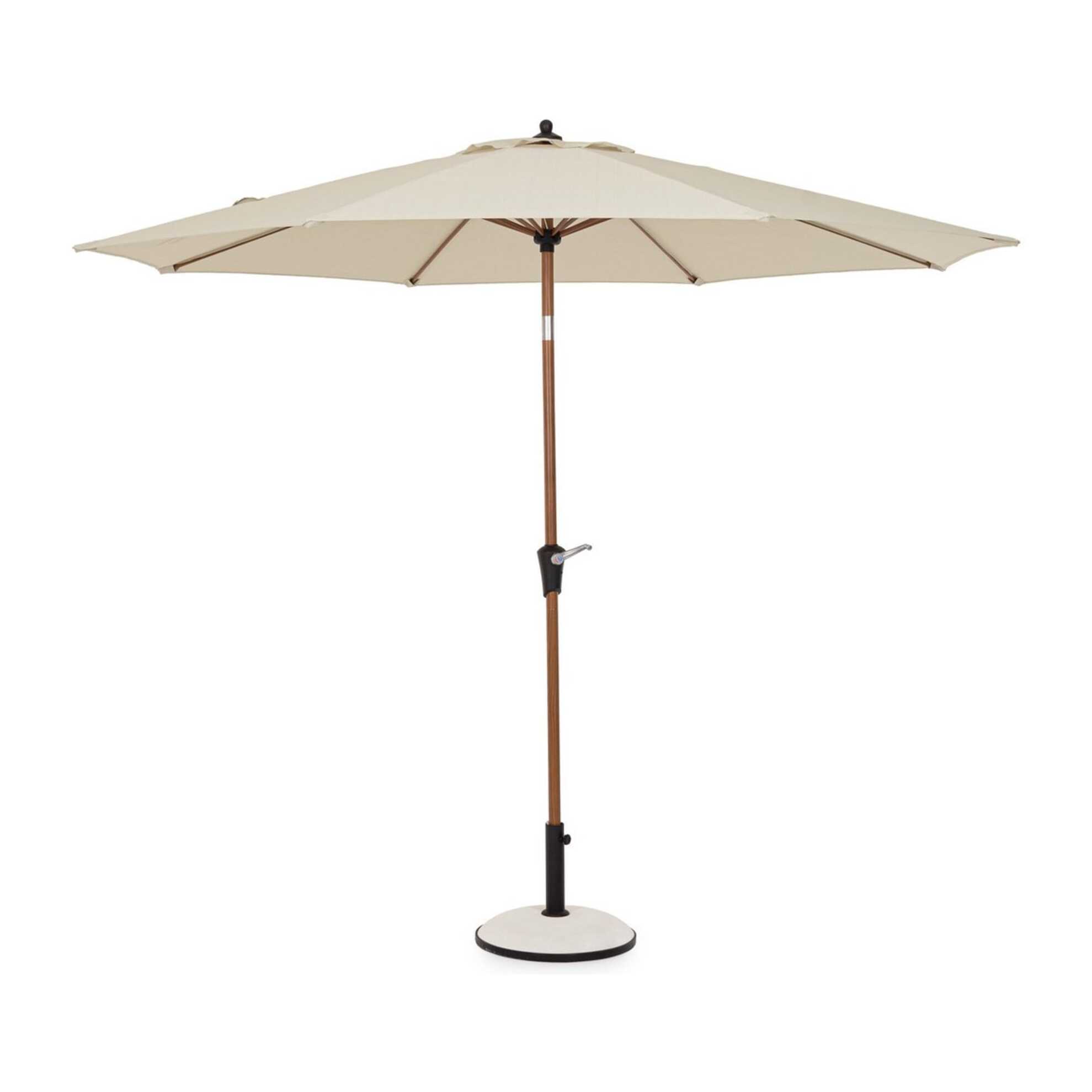 Ombrellone a palo centrale PALINURO in acciaio effetto legno e tessuto beige, 3m