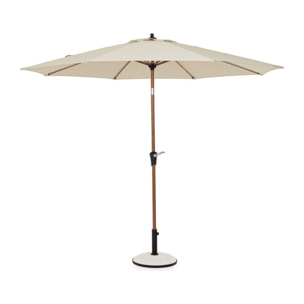 Ombrellone a palo centrale PALINURO in acciaio effetto legno e tessuto beige, 3m