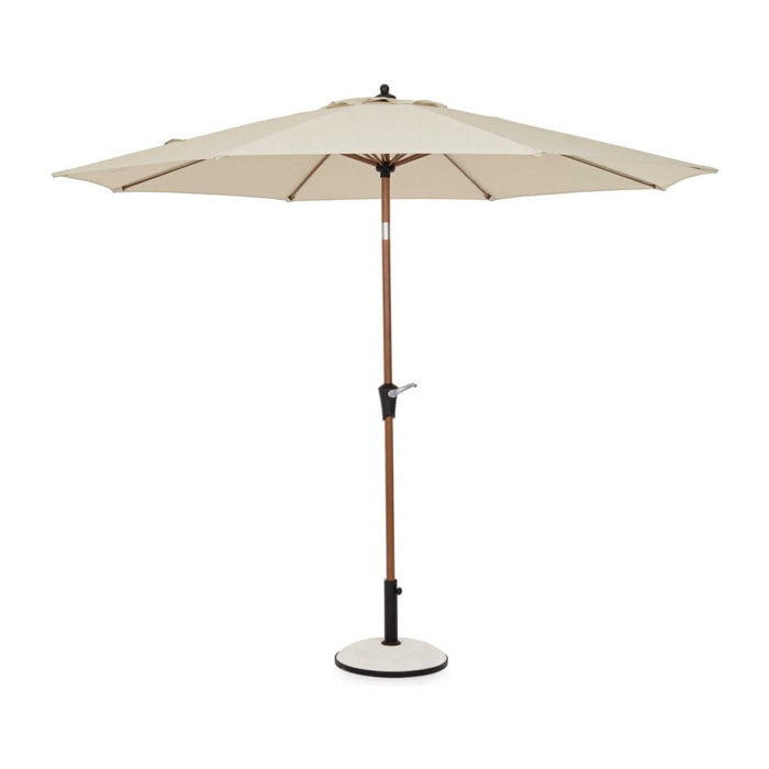Ombrellone a palo centrale PALINURO in acciaio effetto legno e tessuto beige, 3m