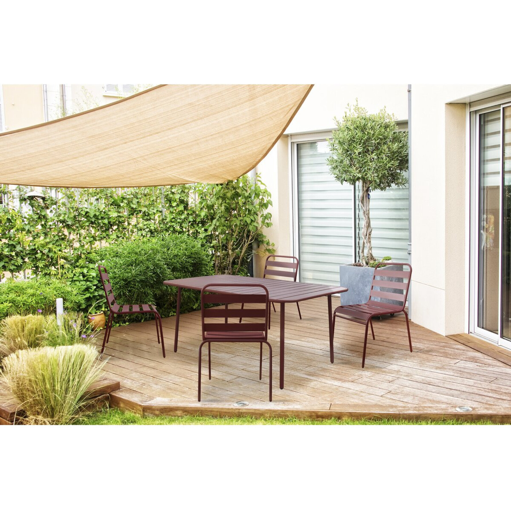 Lot de 4 chaises de jardin en métal empilables "Bilbao" - Terracotta