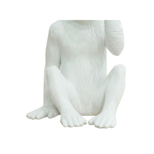 Statue singe en résine blanc laqué H39cm - MIZARU