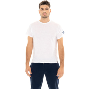 Maglietta uomo maniche corte in slub piccolo logo