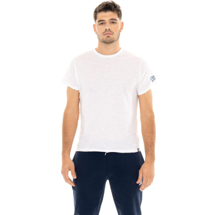 Maglietta uomo maniche corte in slub piccolo logo