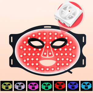 Máscara facial de tratamiento de luz LED con 7 colores y 3 niveles de intensidad de brillo.