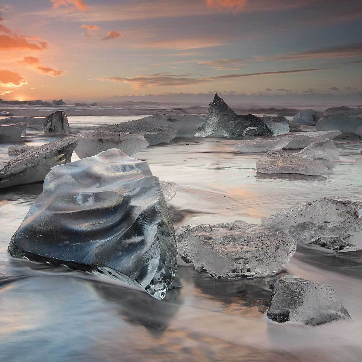 Tableau paysage Lagon glace Toile imprimée