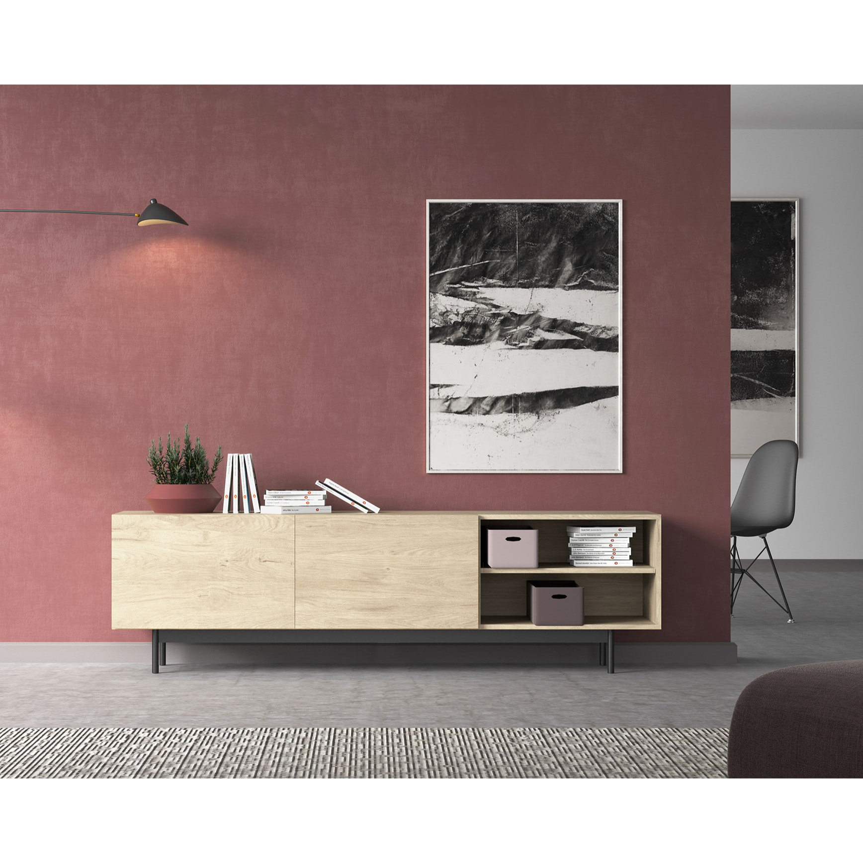 Bajo tv Printed roble claro 52x180x44 cm