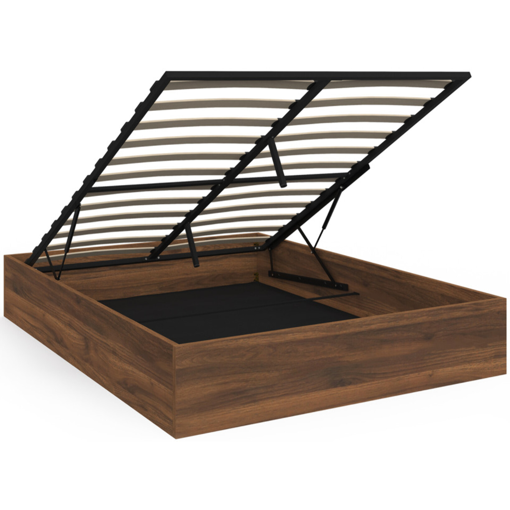 Lit coffre Malta 140x190cm effet bois noyer