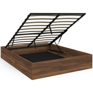 Lit coffre Malta 140x190cm effet bois noyer