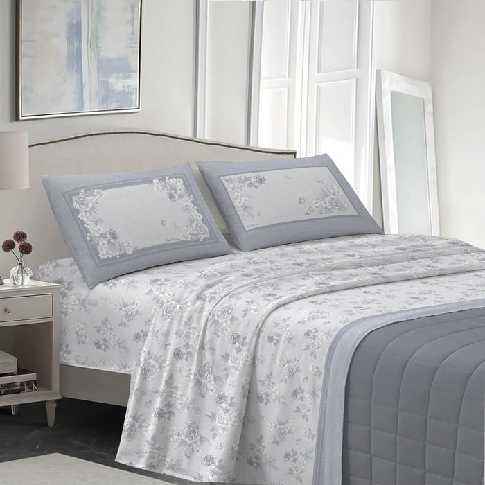 Completo letto praga grigio 100% cotone