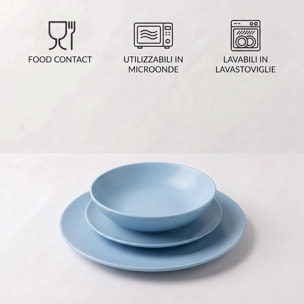 Servizio piatti 18 pezzi in ceramica - AZZURRO