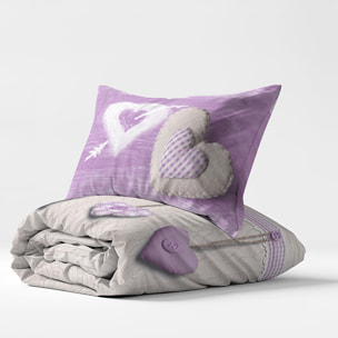 Parure copripiumino cuore appeso lilla