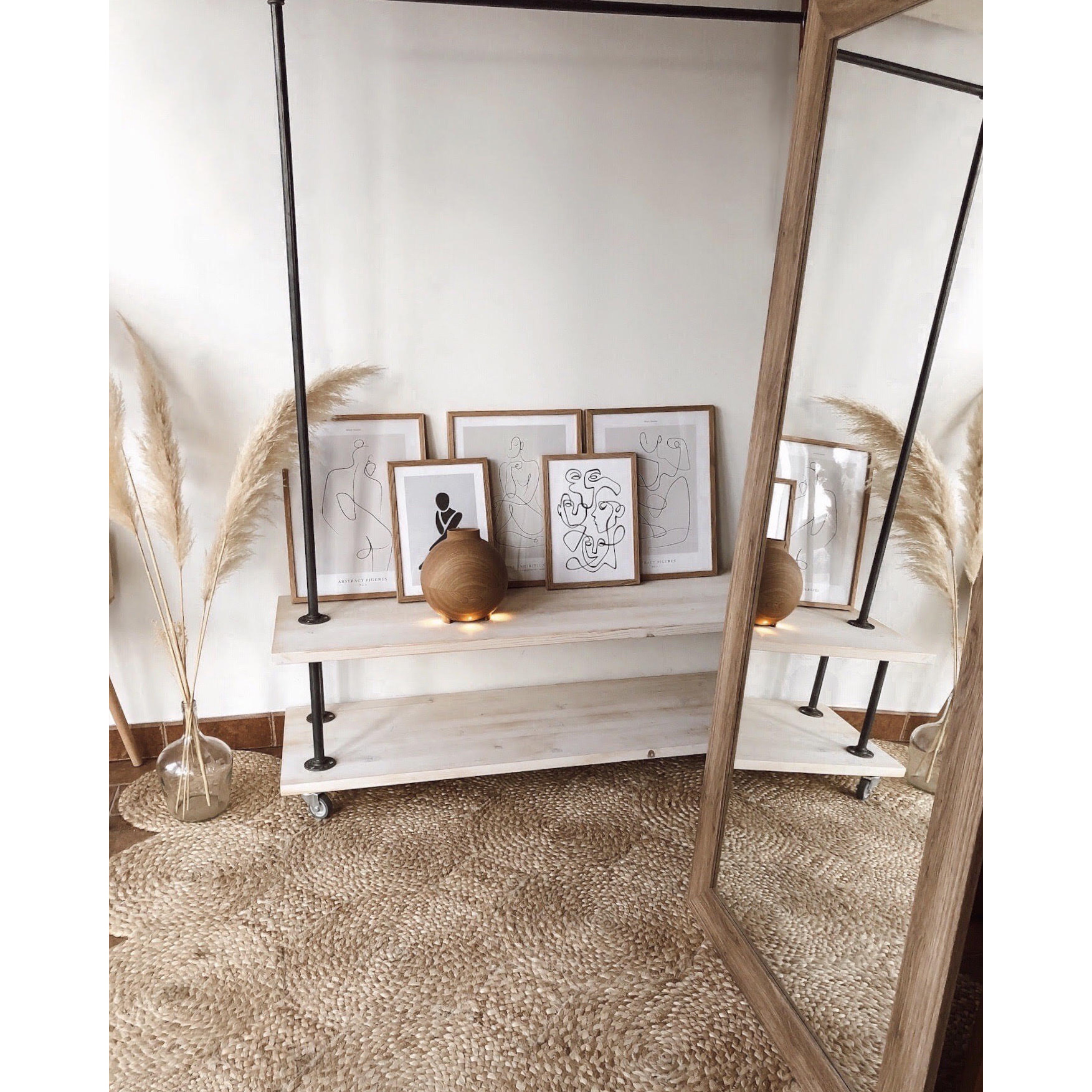 Miroir effet bois de chêne foncé en différentes tailles