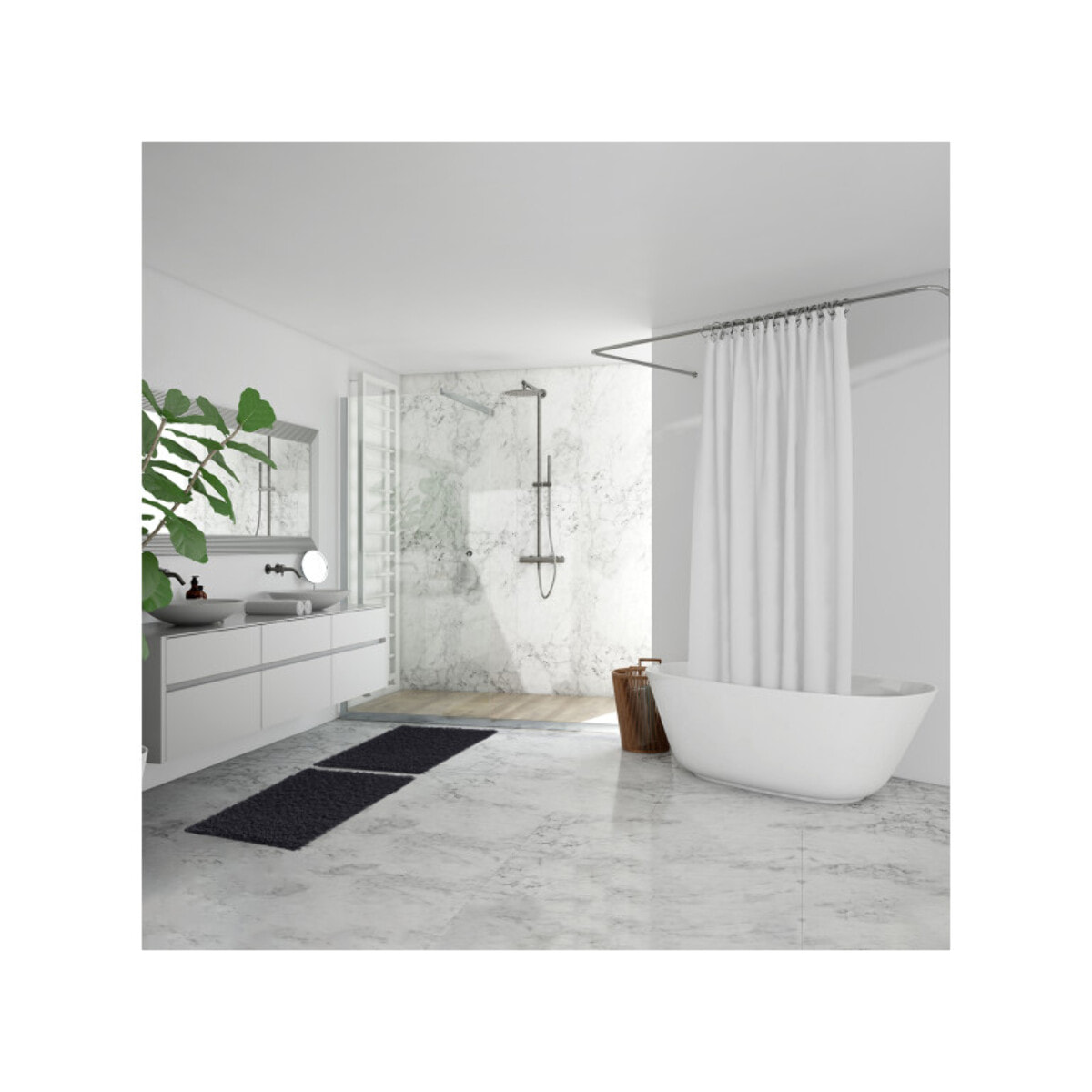 Tapis de salle de bain rectangulaire 40 x 60 cm en coton chenille - SHAGGY