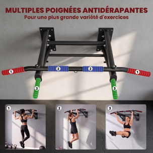Barre de traction murale pliable poignées multiples crochets bandes résistance et sac