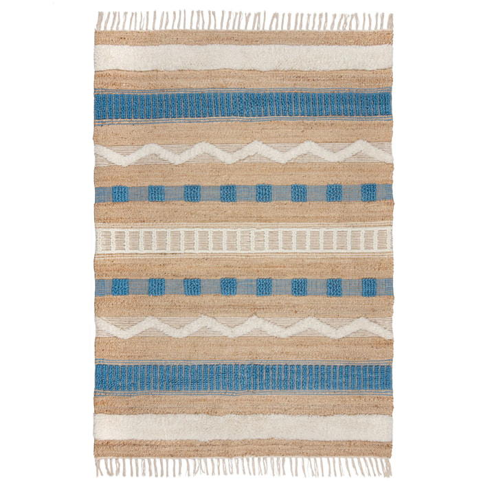 Tapis en jute Medina bleu Bleu
