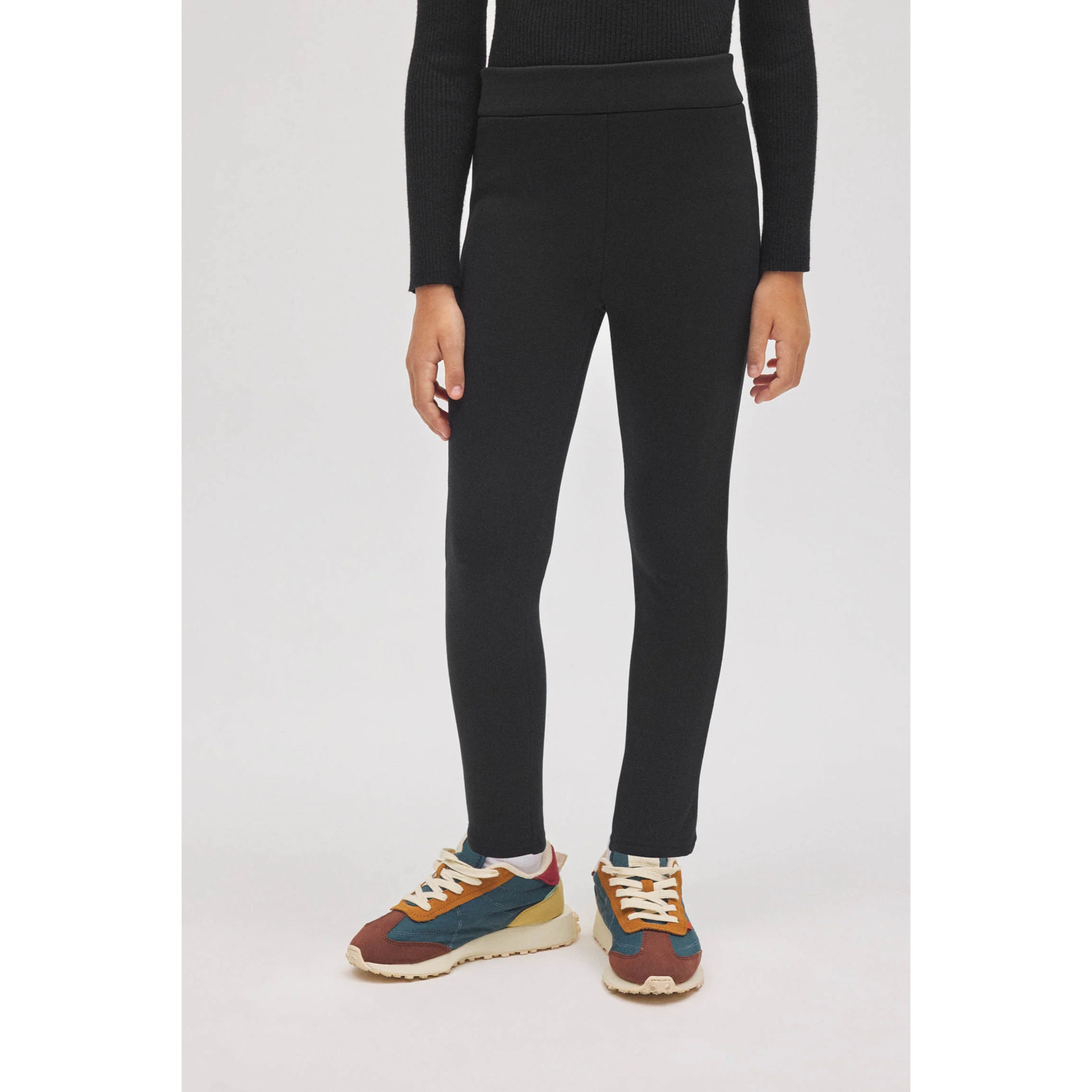 Leggings termici da bambina in pile nero