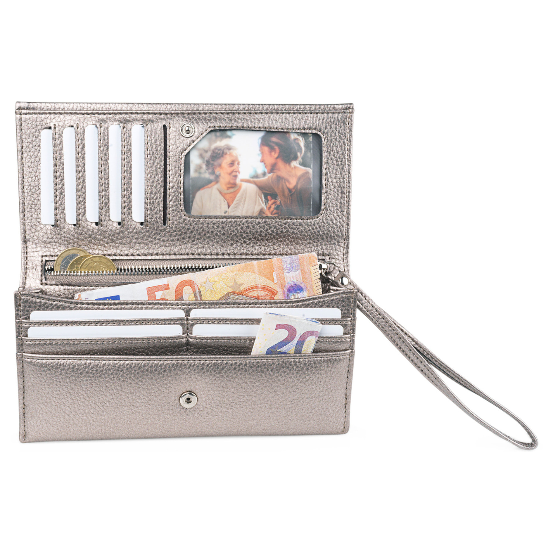 Cartera Primer Vegana Plata Netalizado