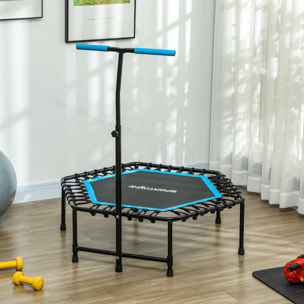 Trampolín de Fitness 114x114x132 cm Cama Elástica Fitness con Mango Ajustable de 3 Niveles Marco de Acero para Entrenamiento Piernas Cuerpo en Hogar Oficina Gimnasio Azul