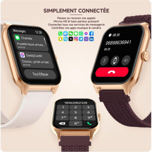 Montre connectée ECHO Rainbow ProS OrRose Silicone+BordeauNylo