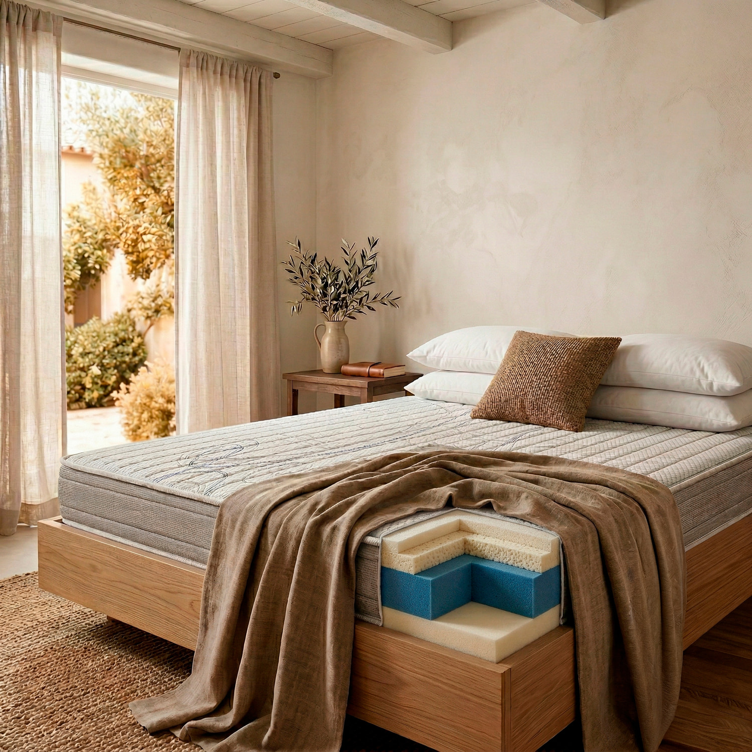 Colchón Viscoelástico + Espuma HR | 14cm de altura | Antiácaros | Firmeza Alta | Xfresh