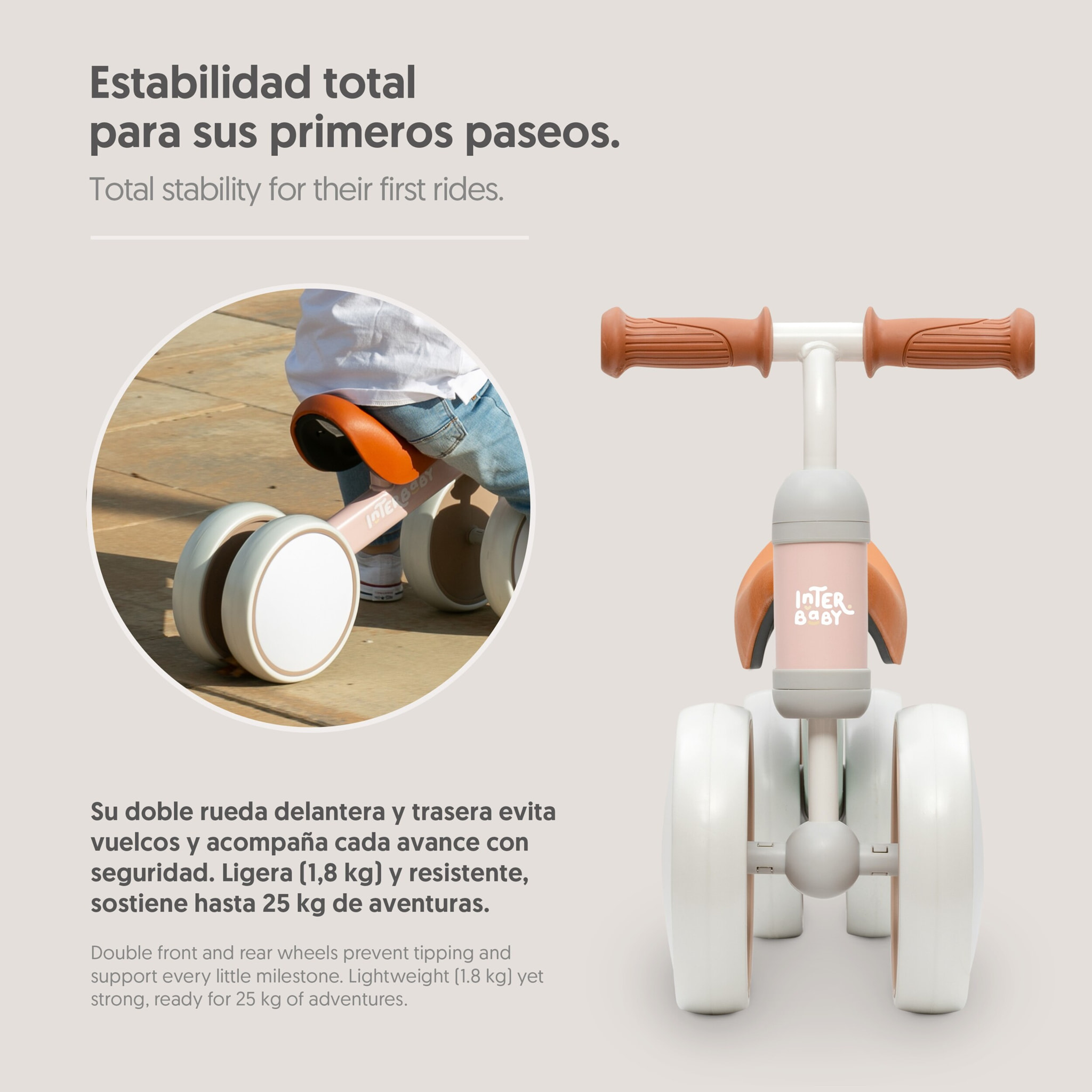 Bicicleta de Equilibrio sin Pedales en Rosa