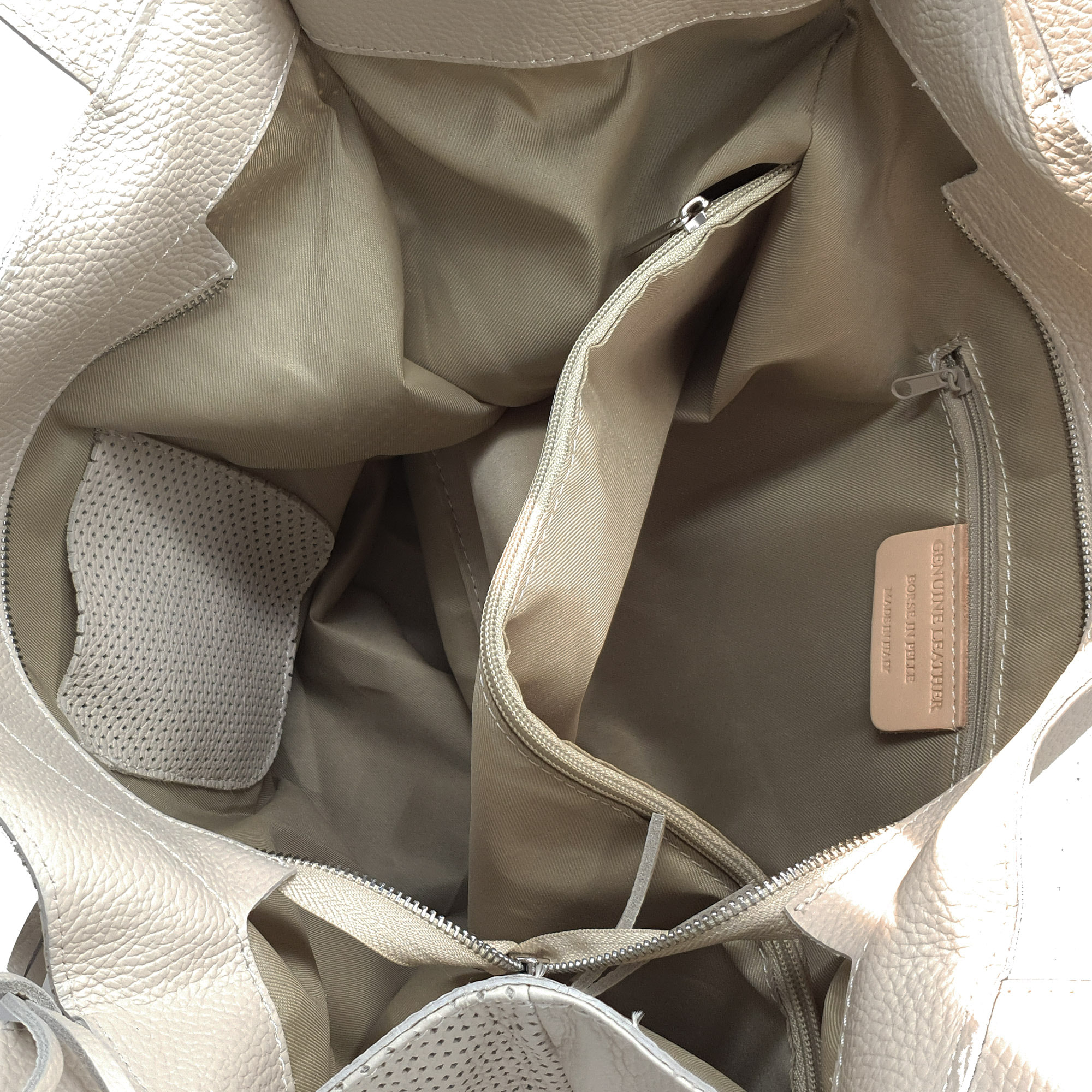 Chicca Borse Borsa a Mano Shopper Donna in Pelle Beige